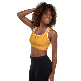 Orange Padded Sports Bra with Signature Heart by Ellen Jean