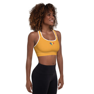 Orange Padded Sports Bra with Signature Heart by Ellen Jean