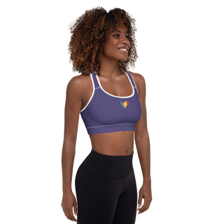 Purple Padded Sports Bra with Signature Heart by Ellen Jean