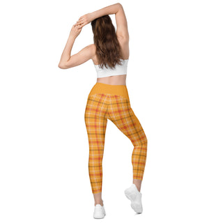 Orange Plaid Leggings with Pockets by Ellen Jean