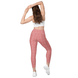 Leggings High Waist with Pockets Workout Athletic Red Leopard Print Pants