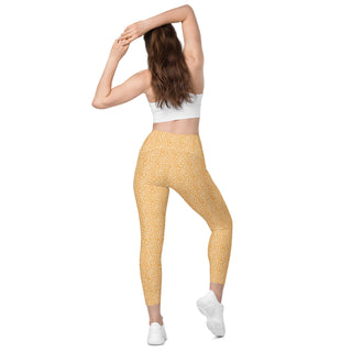 Leggings High Waist with Pockets Workout Athletic Orange Leopard Print Pants