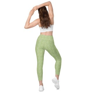 Leggings High Waist with Pockets Workout Athletic Green Leopard Print Pants