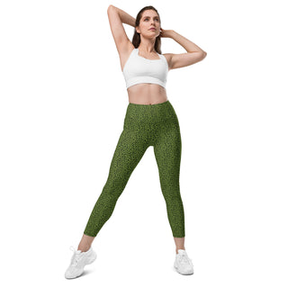 Leggings High Waist with Pockets Workout Athletic Green Leopard Print Pants