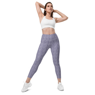 Leggings High Waist with Pockets Workout Athletic Purple Leopard Print Pants