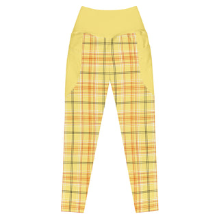 Yellow Plaid Leggings with Pockets