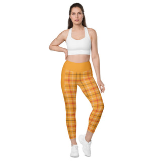 Orange Plaid Leggings with Pockets by Ellen Jean