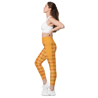 Orange Plaid Leggings with Pockets by Ellen Jean