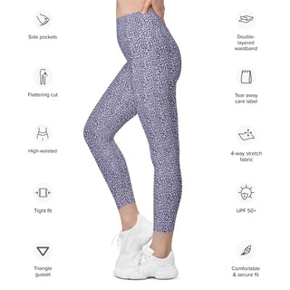 Leggings High Waist with Pockets Workout Athletic Purple Leopard Print Pants