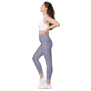 Leggings High Waist with Pockets Workout Athletic Purple Leopard Print Pants