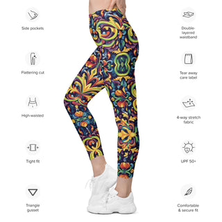 Leggings High Waist with Pockets Colorful Vibrant Pants