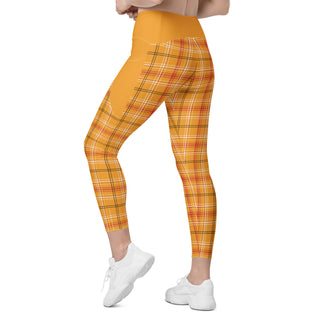 Orange Plaid Leggings with Pockets by Ellen Jean