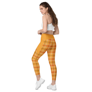 Orange Plaid Leggings with Pockets by Ellen Jean