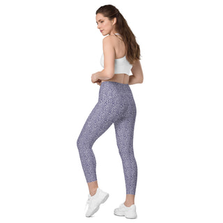 Leggings High Waist with Pockets Workout Athletic Purple Leopard Print Pants