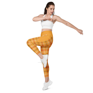 Orange Plaid Leggings with Pockets by Ellen Jean