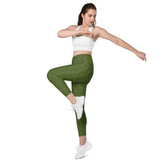 Leggings High Waist with Pockets Workout Athletic Green Leopard Print Pants