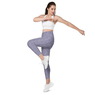 Leggings High Waist with Pockets Workout Athletic Purple Leopard Print Pants