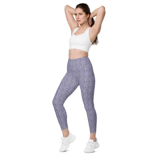 Leggings High Waist with Pockets Workout Athletic Purple Leopard Print Pants