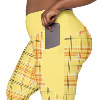 Yellow Plaid Leggings with Pockets