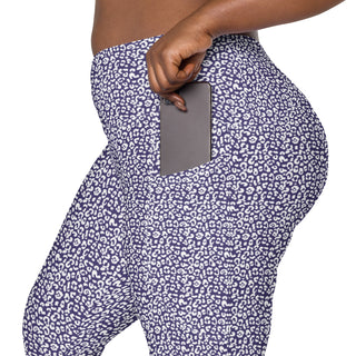 Leggings High Waist with Pockets Workout Athletic Purple Leopard Print Pants