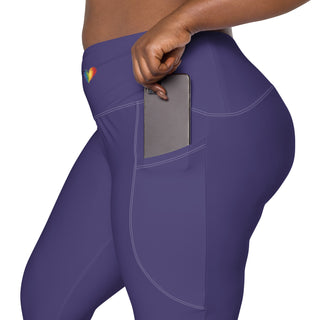 Leggings High Waist with Pockets Workout Athletic Compression Purple Jogging Pants