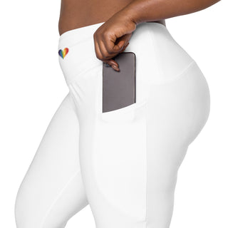 Leggings High Waist with Pockets Workout Athletic Compression White Jogging Pants