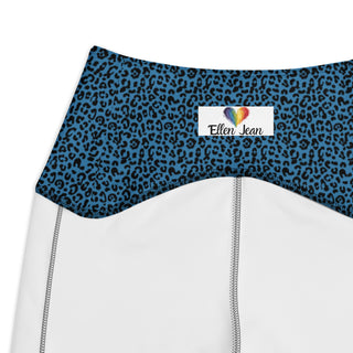 Leggings High Waist with Pockets Workout Athletic Blue Leopard Print Pants