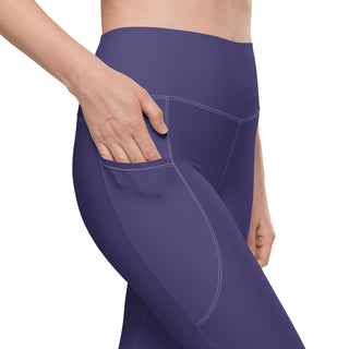 Leggings High Waist with Pockets Workout Athletic Compression Purple Jogging Pants