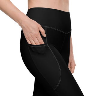 Leggings High Waist with Pockets Workout Athletic Compression Black Jogging Pants