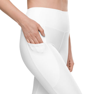 Leggings High Waist with Pockets Workout Athletic Compression White Jogging Pants