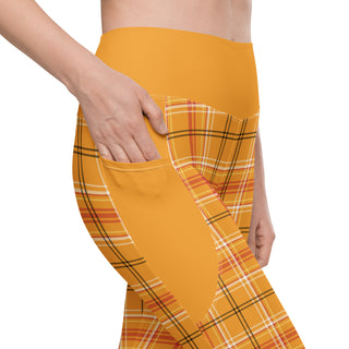 Orange Plaid Leggings with Pockets by Ellen Jean