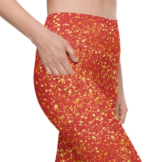 Red, Orange, Yellow Leggings with Pockets by Ellen Jean