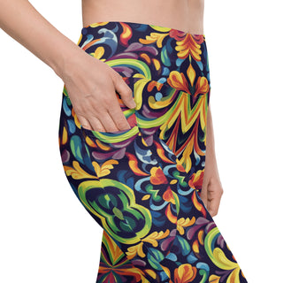 Leggings High Waist with Pockets Colorful Vibrant Pants