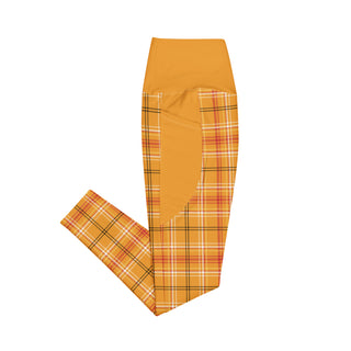 Orange Plaid Leggings with Pockets by Ellen Jean