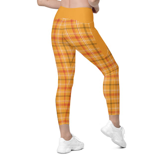 Orange Plaid Leggings with Pockets by Ellen Jean