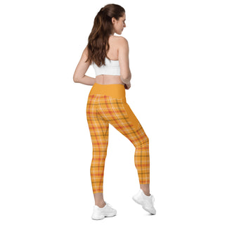 Orange Plaid Leggings with Pockets by Ellen Jean