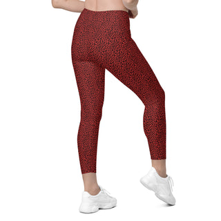 Leggings High Waist with Pockets Workout Athletic Red Leopard Print Pants