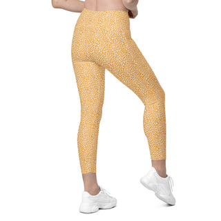 Leggings High Waist with Pockets Workout Athletic Orange Leopard Print Pants