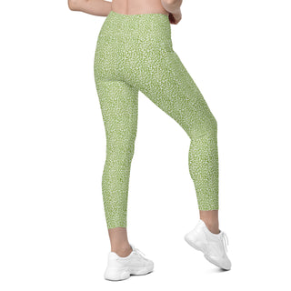 Leggings High Waist with Pockets Workout Athletic Green Leopard Print Pants