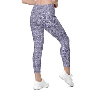 Leggings High Waist with Pockets Workout Athletic Purple Leopard Print Pants