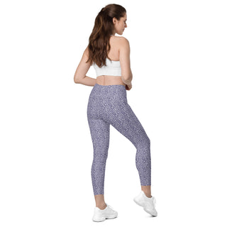 Leggings High Waist with Pockets Workout Athletic Purple Leopard Print Pants