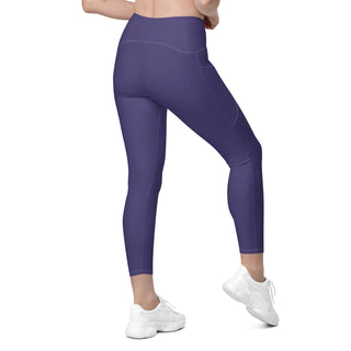 Leggings High Waist with Pockets Workout Athletic Compression Purple Jogging Pants