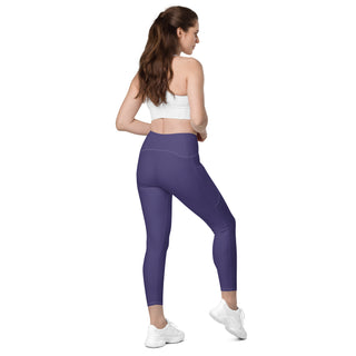 Leggings High Waist with Pockets Workout Athletic Compression Purple Jogging Pants