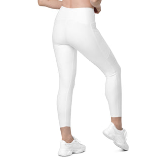 Leggings High Waist with Pockets Workout Athletic Compression White Jogging Pants