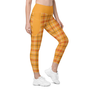 Orange Plaid Leggings with Pockets by Ellen Jean