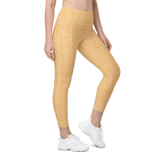 Leggings High Waist with Pockets Workout Athletic Orange Leopard Print Pants