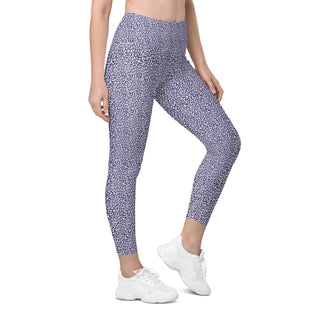 Leggings High Waist with Pockets Workout Athletic Purple Leopard Print Pants