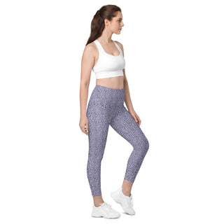 Leggings High Waist with Pockets Workout Athletic Purple Leopard Print Pants