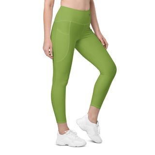 Leggings High Waist with Pockets Workout Athletic Compression Green Jogging Pants