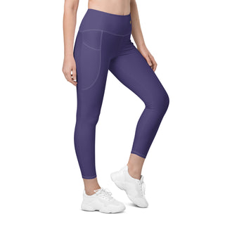 Leggings High Waist with Pockets Workout Athletic Compression Purple Jogging Pants